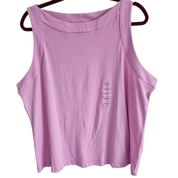 NWT Coral Bay Women's Plus Size 1X Soft Pink Cotton Comfort Loungewear Tank Top - Picture 1 of 3